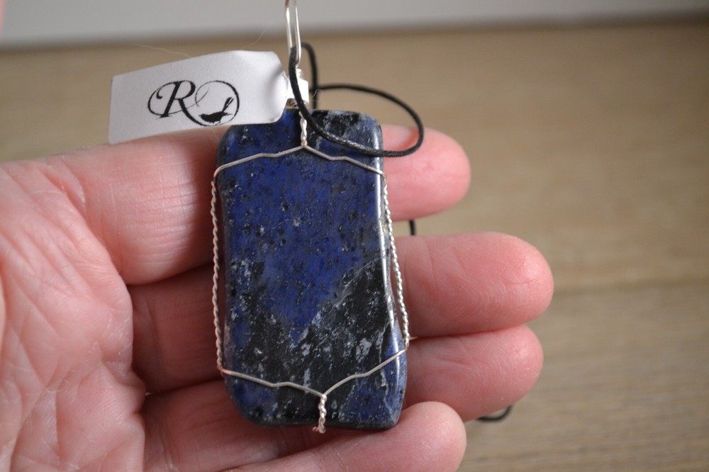 Dumortierite Wire Wrapped Pendant