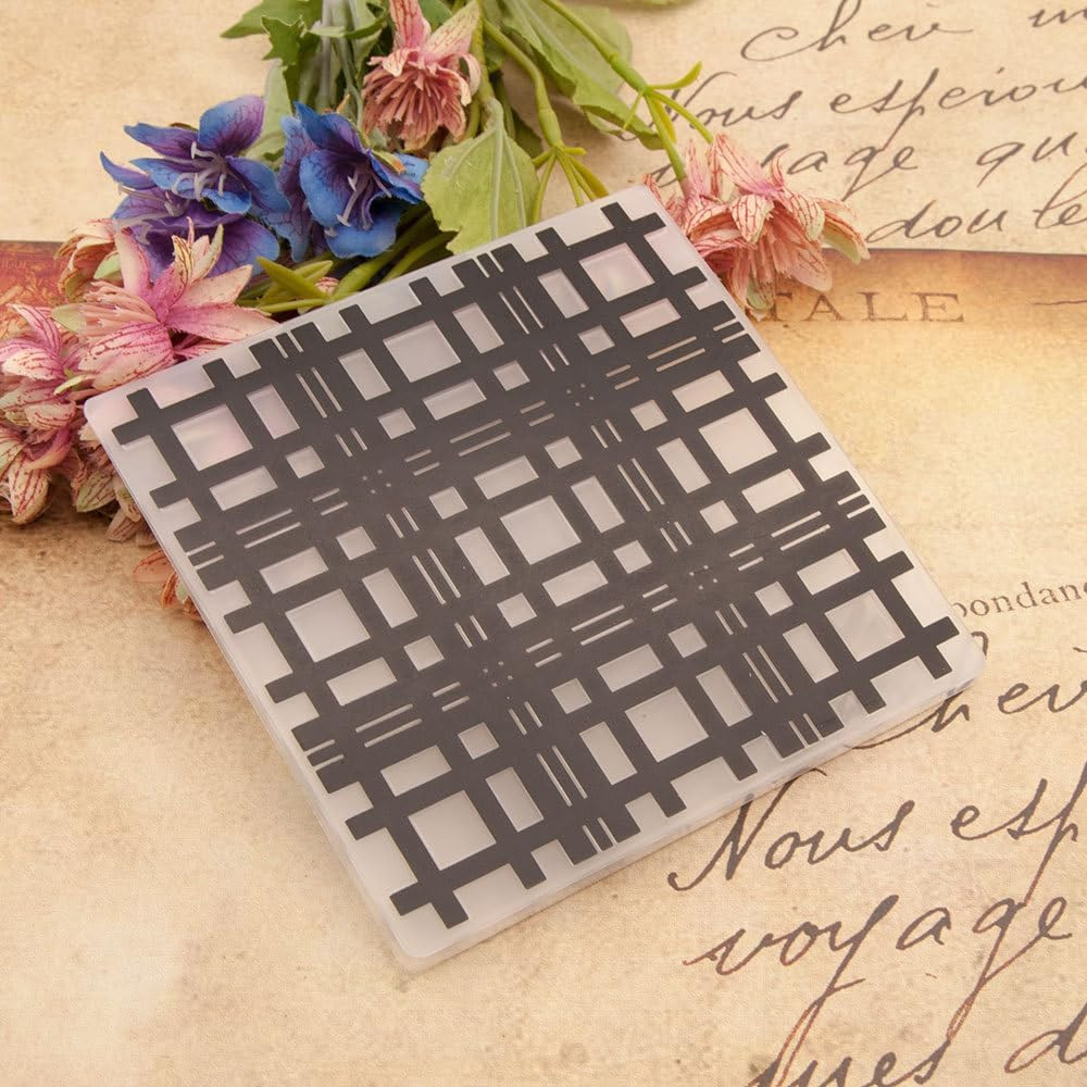 Plaid Background Plastic Embossing Folder (5.9"X5.9''| Plaid Pattern) Paper Craf