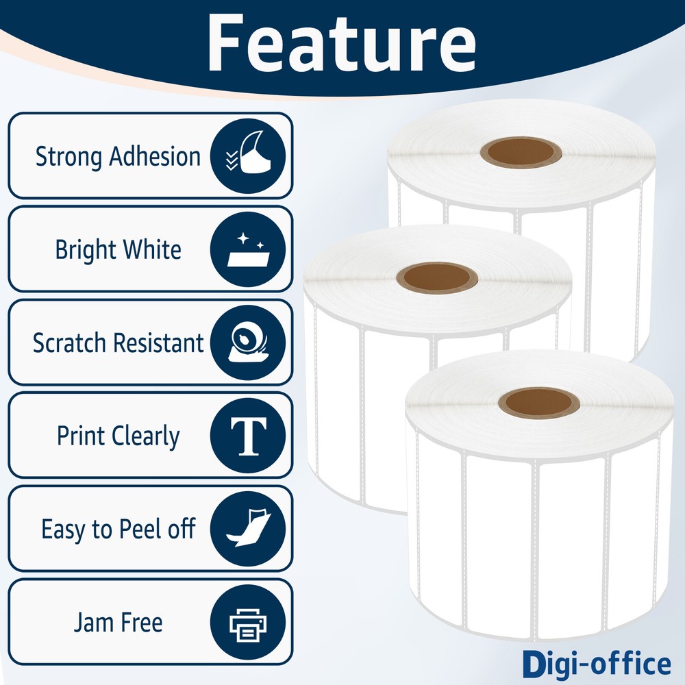 20 Rolls Compatible with Zebra & Rollo 3"x 1" Thermal Address Labels 2000/Roll