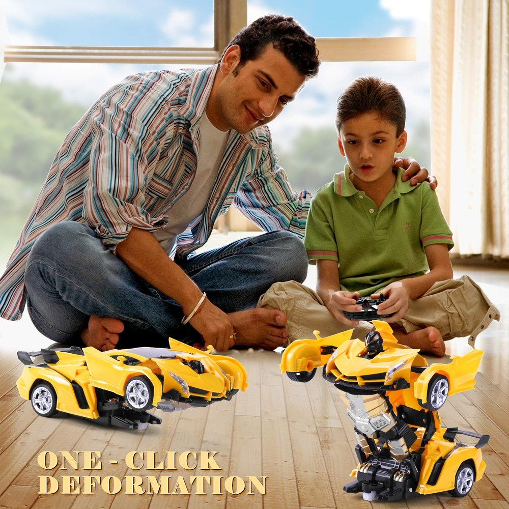 Dolanus Remote Control Car - Transform Transforming Robot RC Car, Yellow