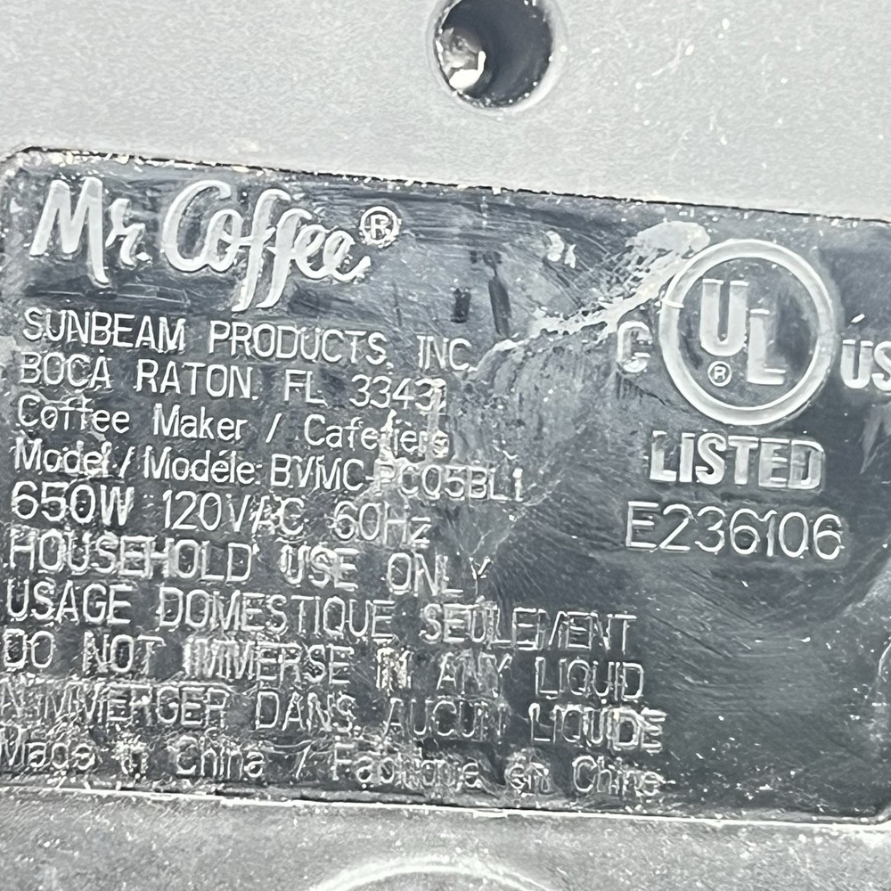 Mr Coffee/Sunbeam Delay Switch Mini 5 Cup Drip Coffee Maker Brewer #BVMC-PCO5BL1