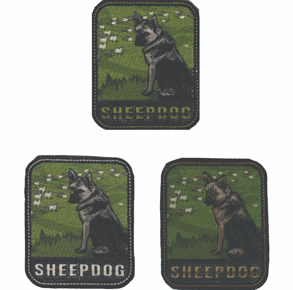 Sheepdog Patch Set – 3 Pack, 3" Embroidered, Hook Back, Tactical Dog