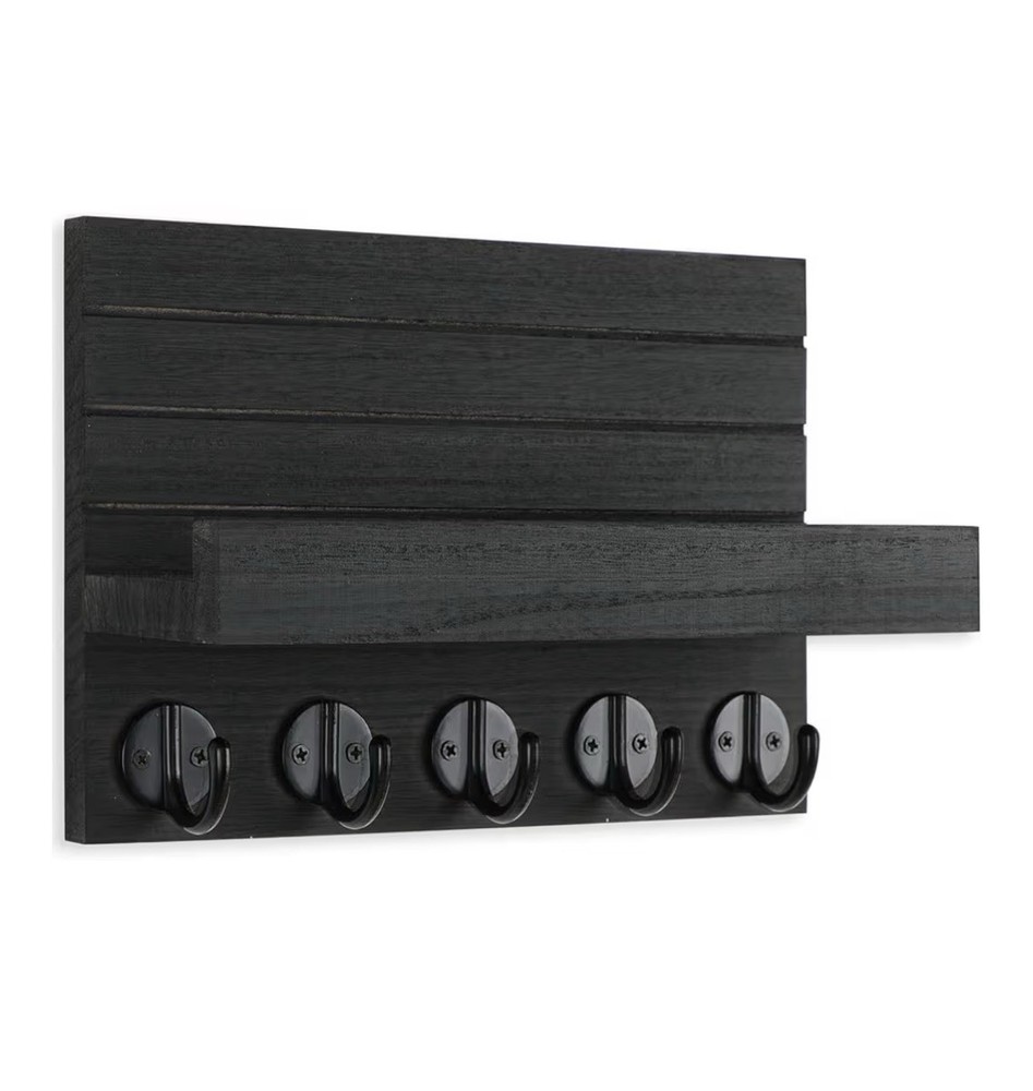 Decorative Wall Mounted Key And Mail Holder w/ 4 Double Hooks - Easy Install