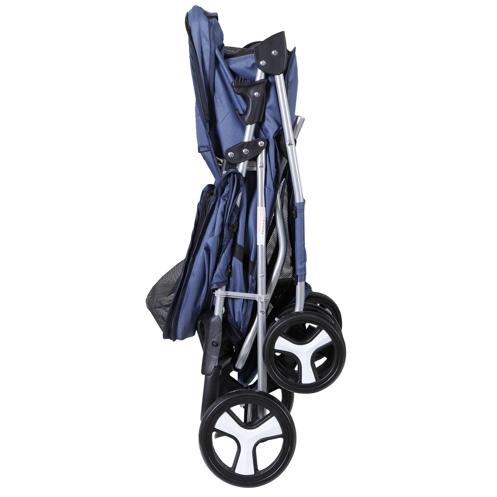 Foldable Pet Stroller 4 Wheel Dog Stroller w/Storage Basket Cup Holder Navy Blue