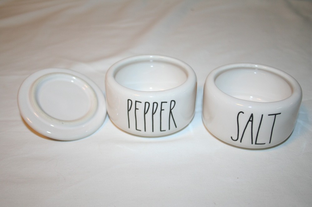White Rae Dunn Artisan Collection Stackable Salt & Pepper Cellars #202