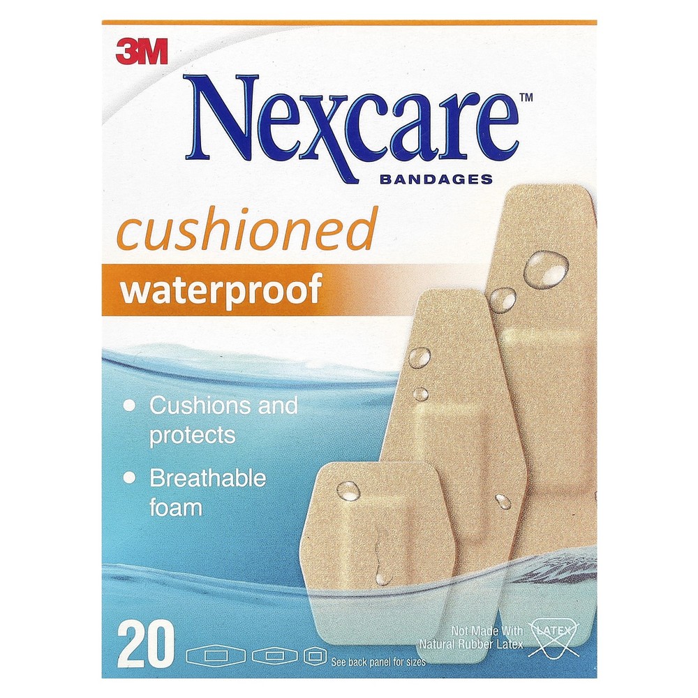 Cushioned Waterproof Bandages, 20 Assorted Sizes