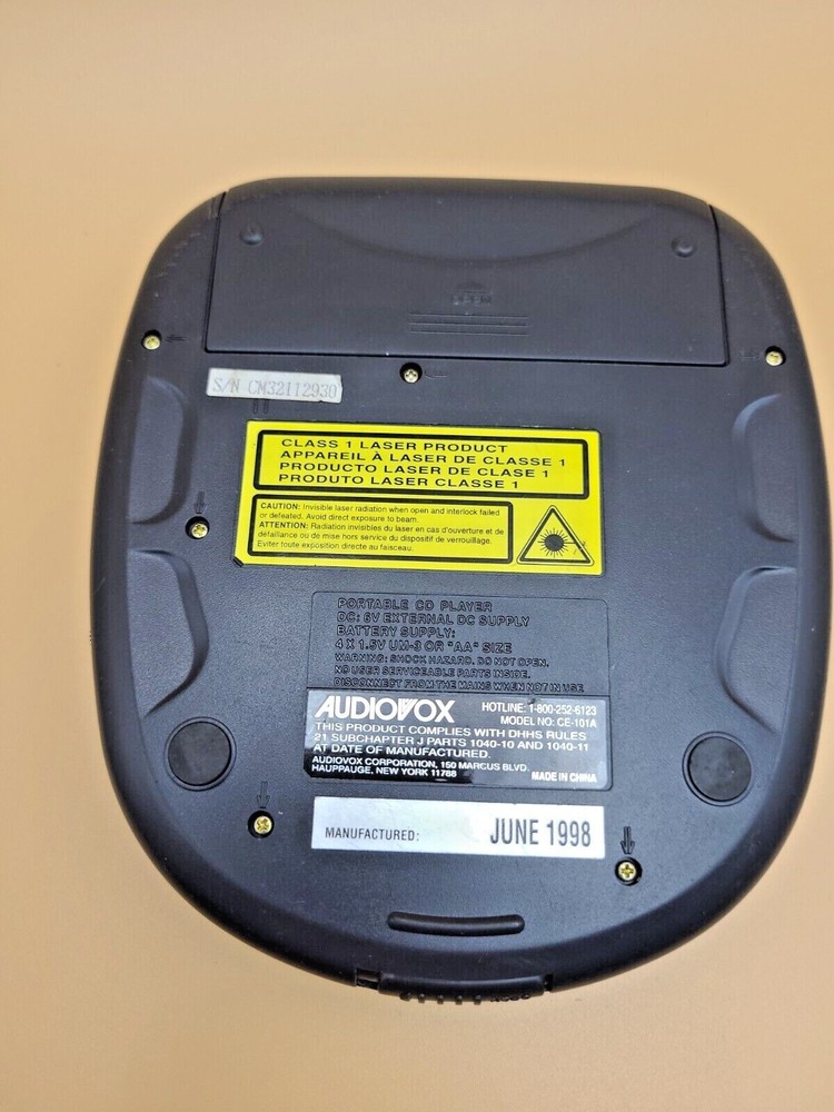 AUDIOVOX CE-101A CD PLAYER DYNAMIC BASS BOOT SYSTEM TESTED