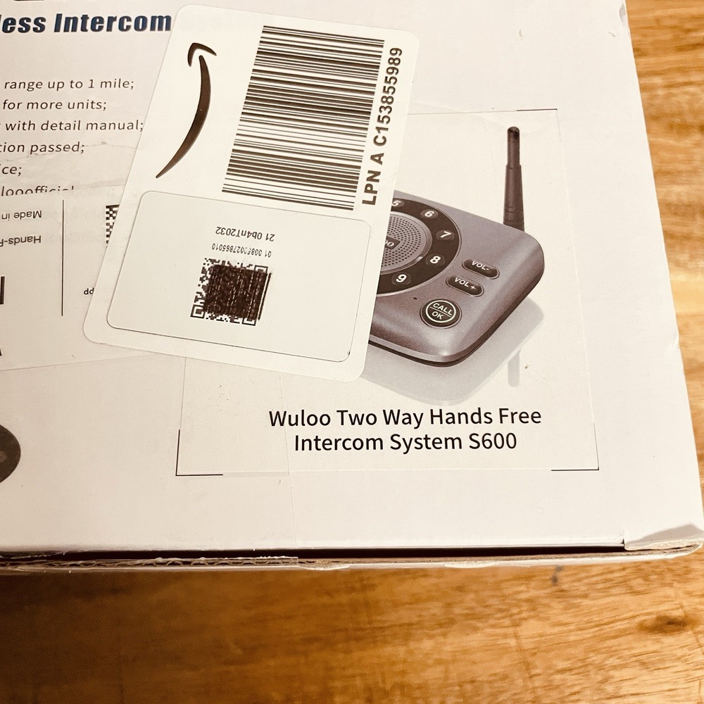 Wuloo S600-P2 Black Gray Wireless Full Duplex Intercom System 2 Pack