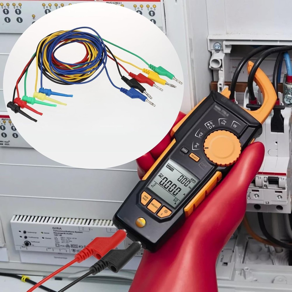 Multimeter Lead Set - 5Pcs Stackable Banana Plug to Hook Wire Cable Ki