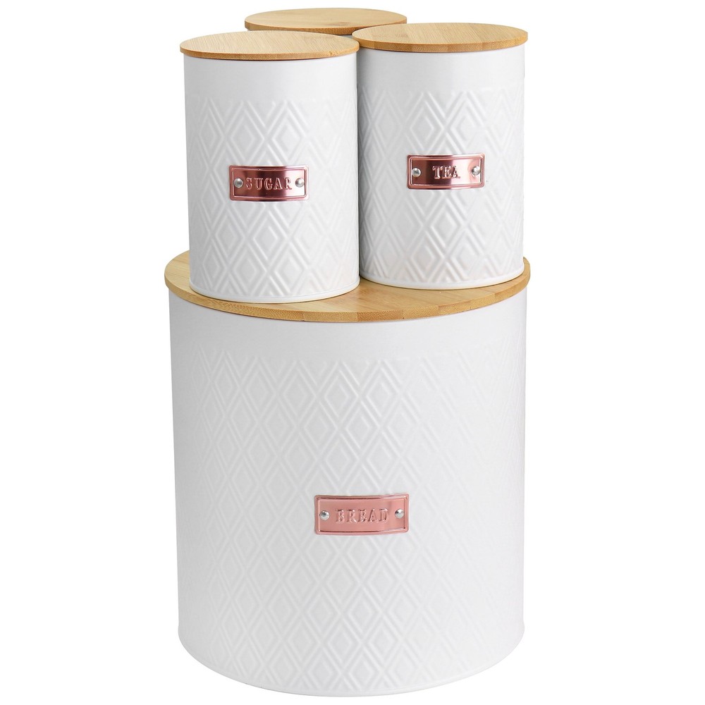 4 Piece Iron Canister Set in White