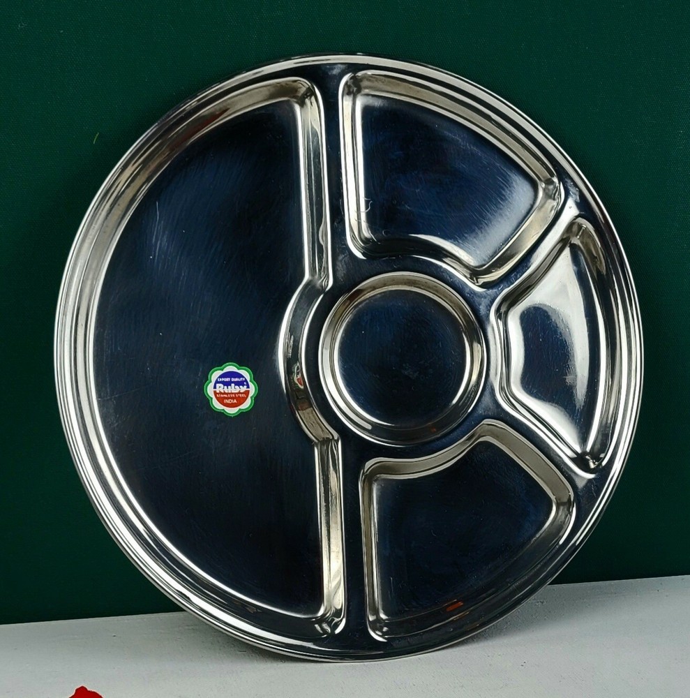 Stainless Steel Five Compartment Plate by Ruby - Made in India
