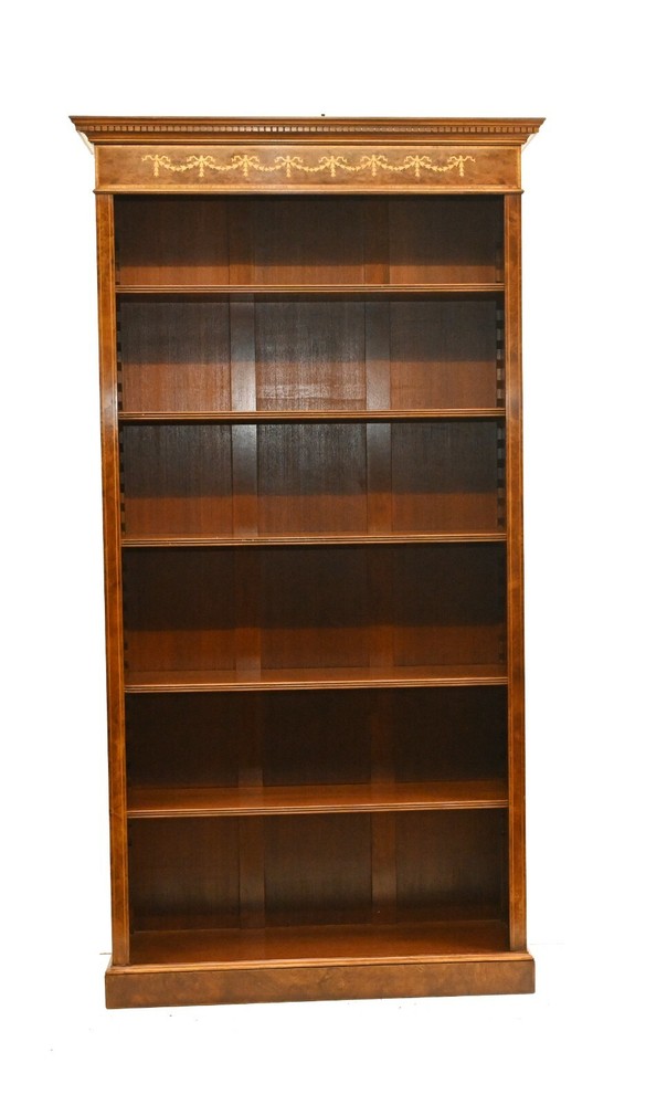 Walnut Open Bookcase - Sheraton Regency Bookcases Open Front