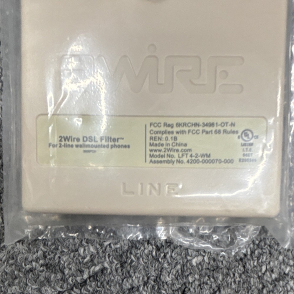 2Wire DSL Filter Wall Jack RJ-11 Connectivity Model LFT-4-2-WM