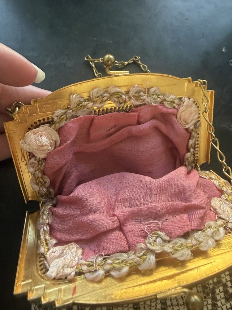 Whiting And Davis Mesh Gold Tone Purse Handbag