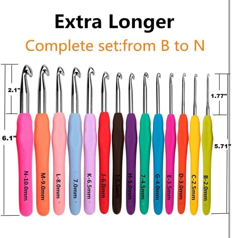A-3 14 Piece Yarniss Crochet Hooks Set - MultiColor