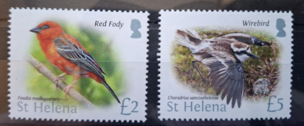 St Helena Birds £2, £5, top 2 values, MNH