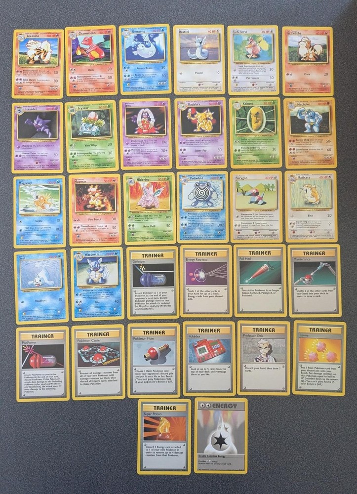 Complete 70 Card Base Set Pokemon Uncommon Common Cards