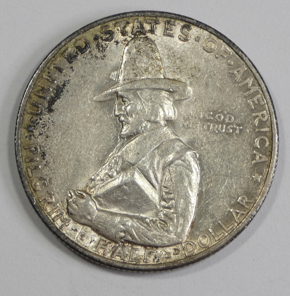 1920 Pilgrim Tercentenary Commemorative Silver Half Dollar ALMOST UNCIRCULATED