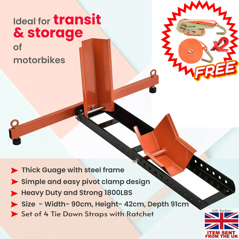 Front Adjustable Wheel Chock Transport Motorcycle Paddock Stand Stay Locking