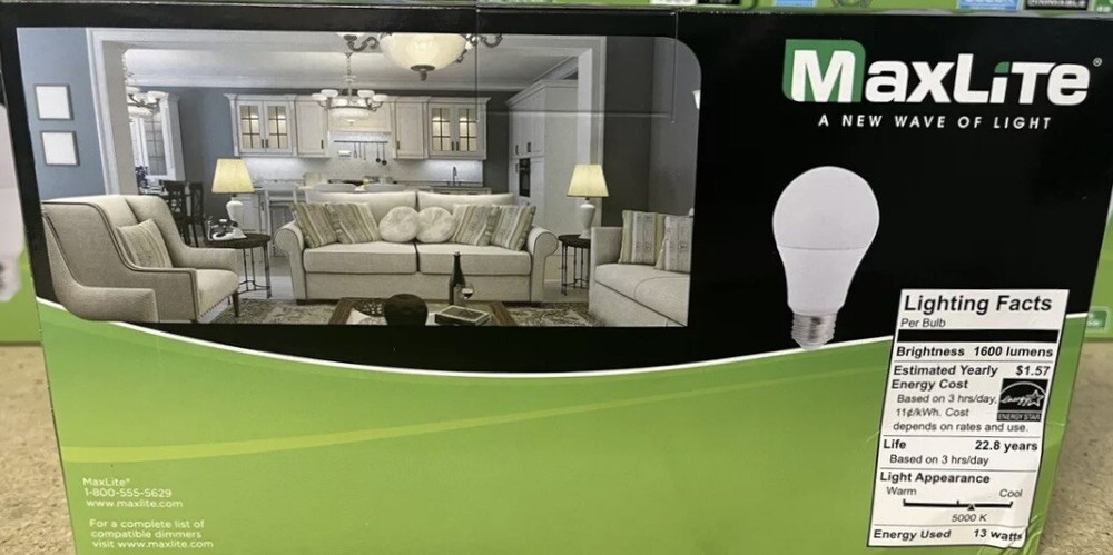 96 Pack Light Bulbs Maxlite 13w LED = 100 Watt Replace A19 Day Light 5000K 100w