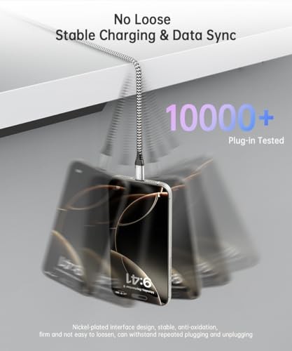 USB-C Cable0Gbps Data Transfer, Braided 10FT 1 Black-and-White(Braided Nylon)
