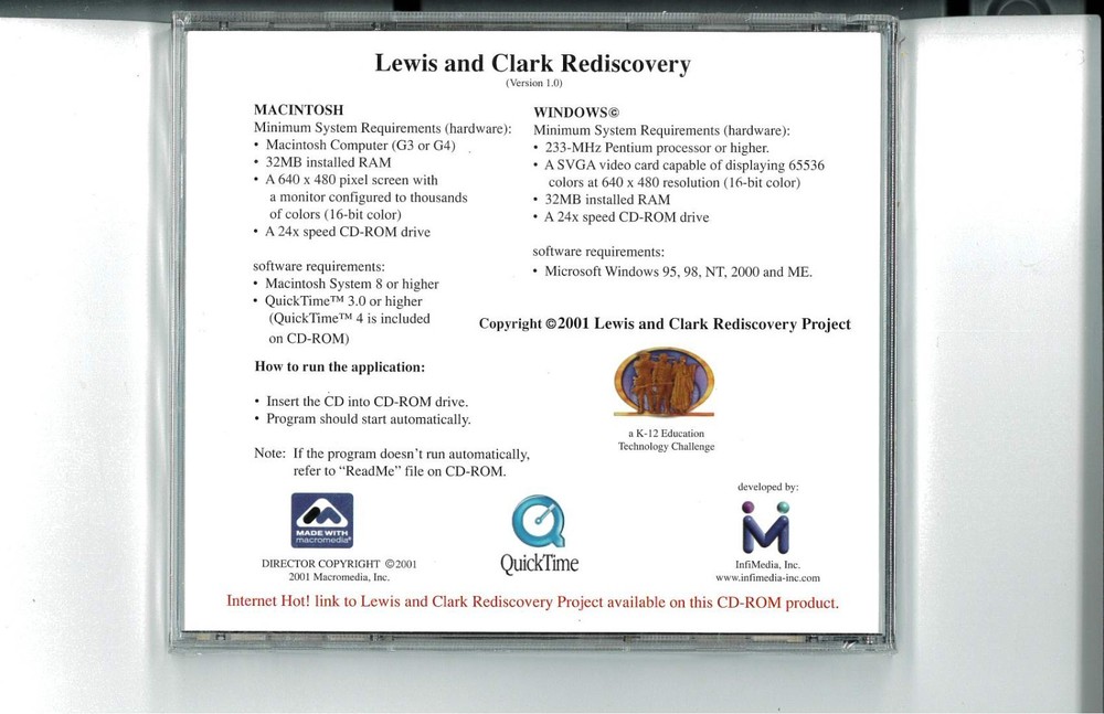 Lewis and Clark Rediscovery: Interactive CD-ROM based on Lewis & Clark Journals