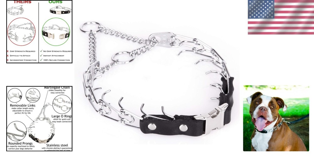 Lightweight German Prong Collar - 14-19" Adjustable Size for Effective Training