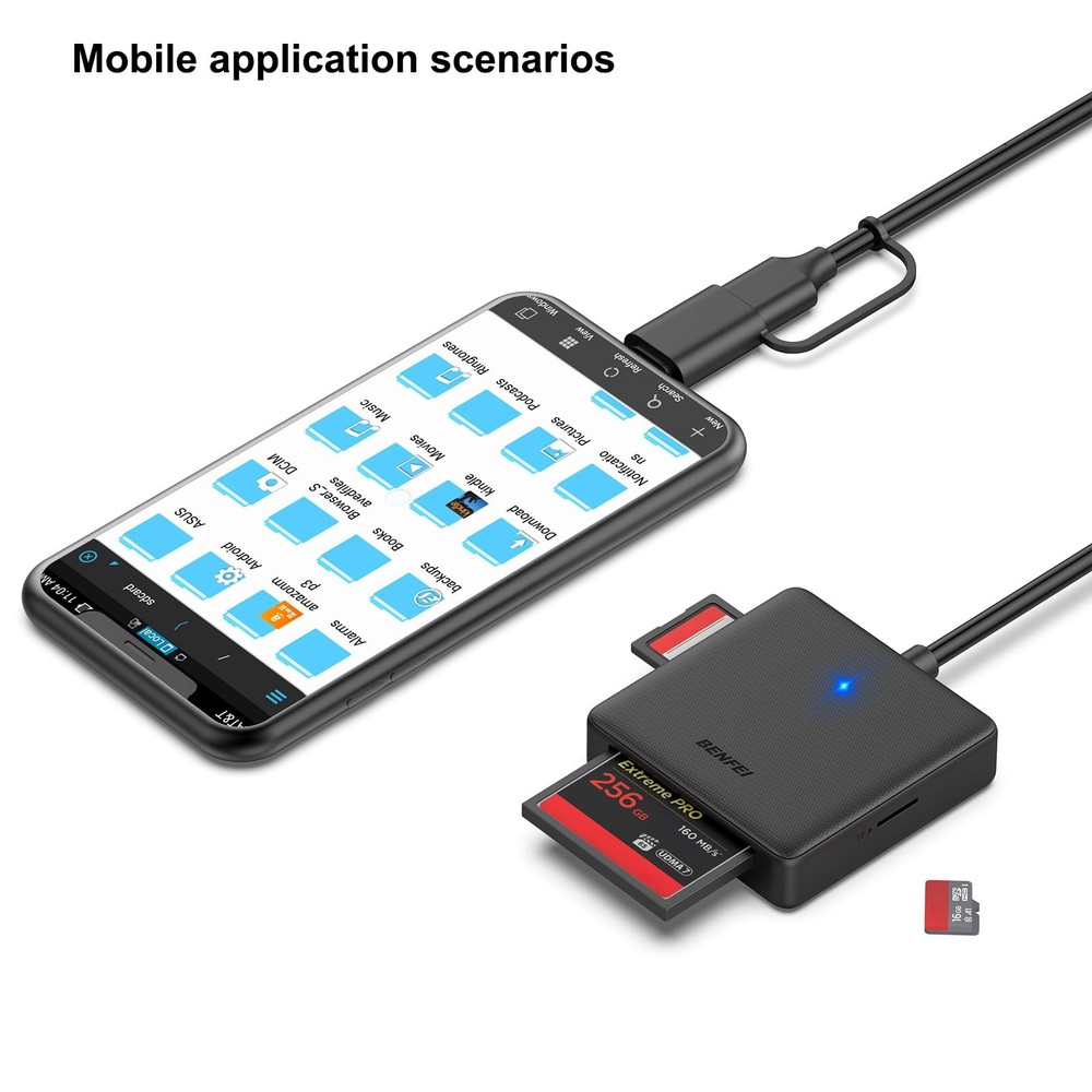 Memory Card Reader, BENFEI 4in1 USB 3.0 and 4-IN-1 C/A