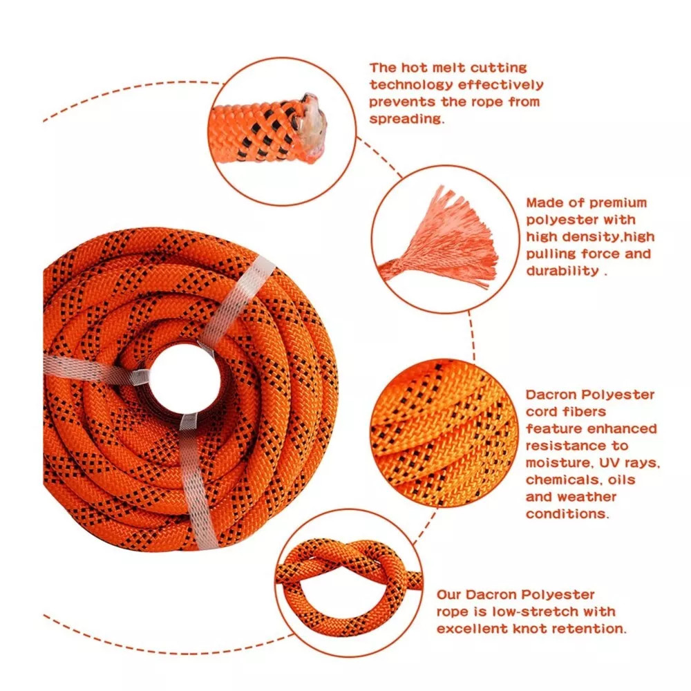 1/2"×100' Double Braided Polyester Rope Multiple Application 6180Lbs