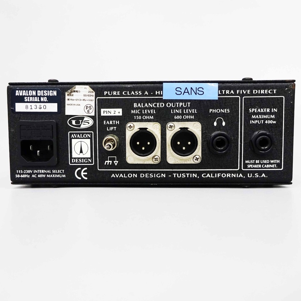 AVALON DESIGN U5 Pure Class A Instrument DI-Pre Amplifier Black Model Tested