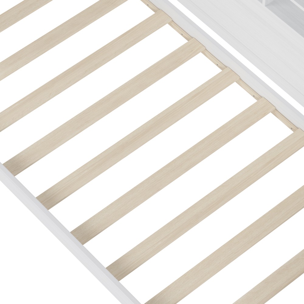 Wooden Full Size Daybed with Storage Shelves, Multi-functional Bed