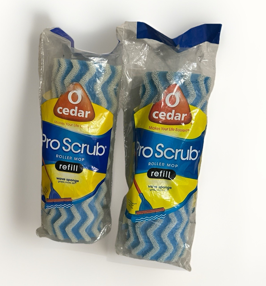 2-O Cedar Pro Scrub Roller Mop 10" Refill Wave Sponge Head Replacements