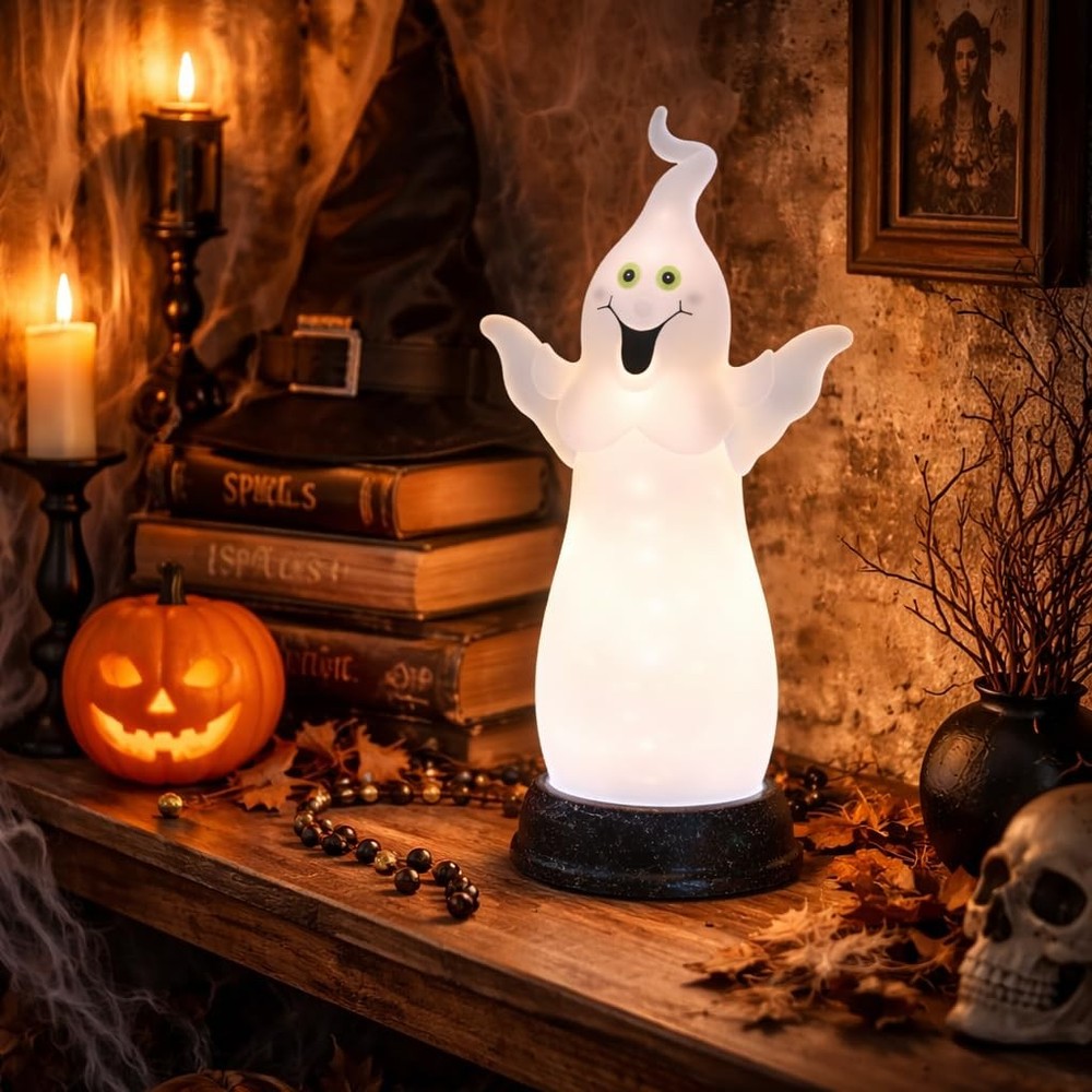 Halloween LED Lighted Ghost Water Globe with Spinning Smoky White