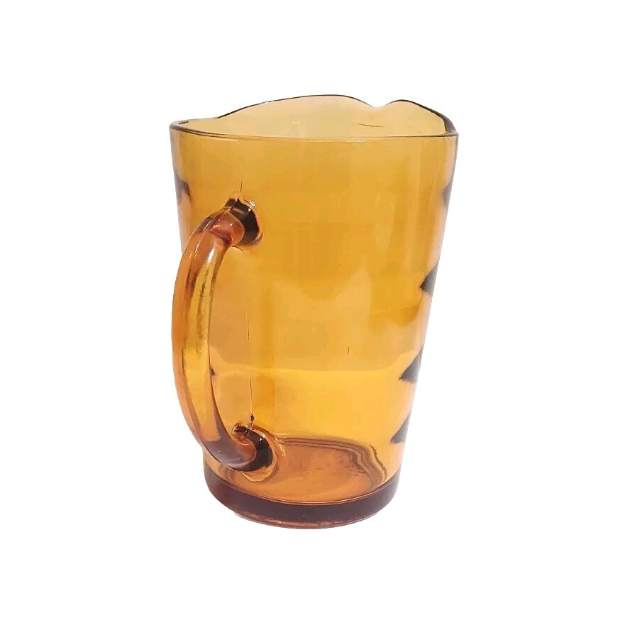Amber Brown Glass Pitcher 7½" Tall & 4" Wide. Simple Retro Kitchenware.