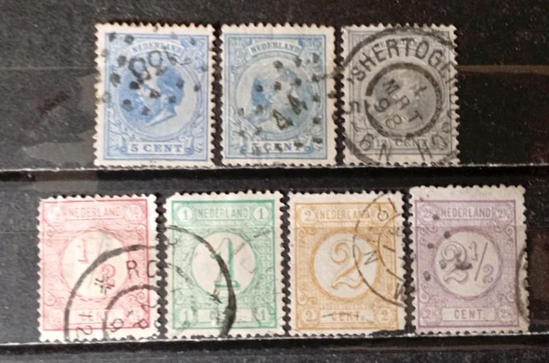 WL92 - NETHERLANDS 1872/92 - 7 Used Stamps