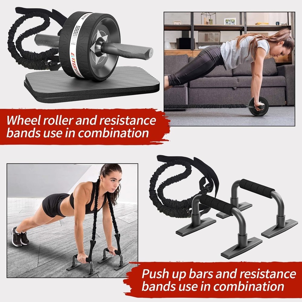 Ab Rollers Wheel Kit, Exercise Wheel Core Strength Training Abdominal Roller ...
