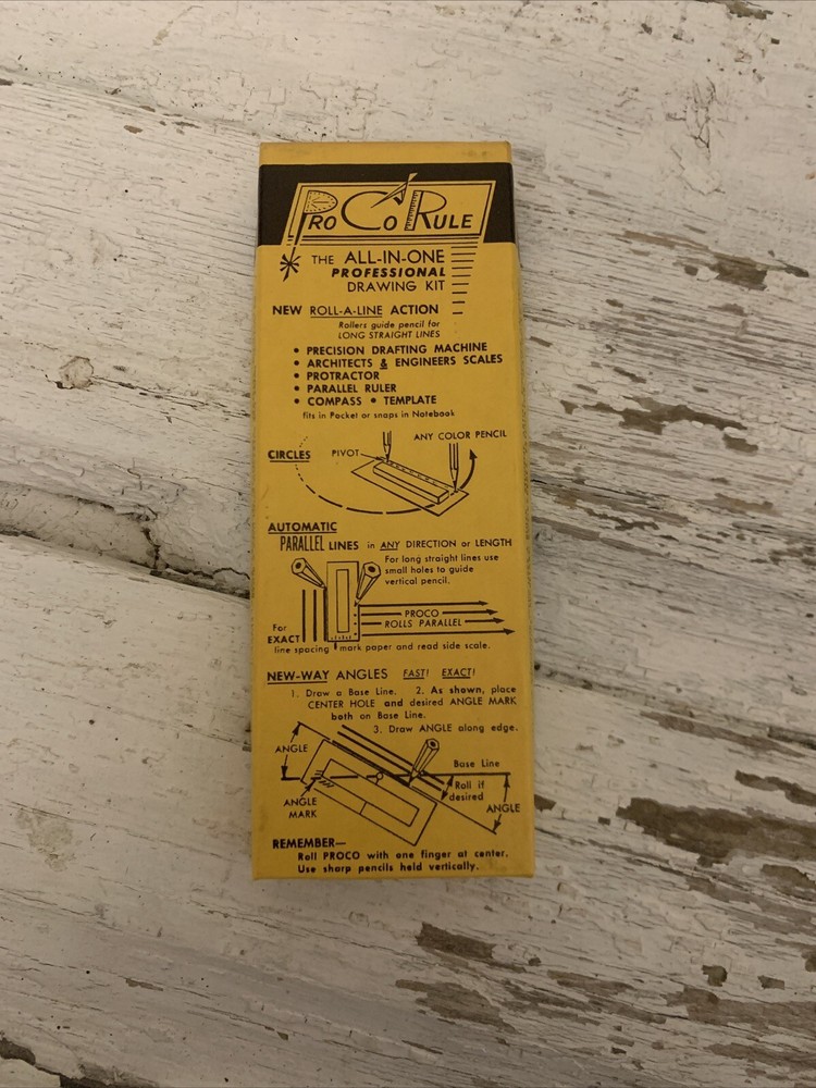VTG Pro Co Rule Ruler Multi-Function Roller Professional Drawing Tool Kit~ NOS