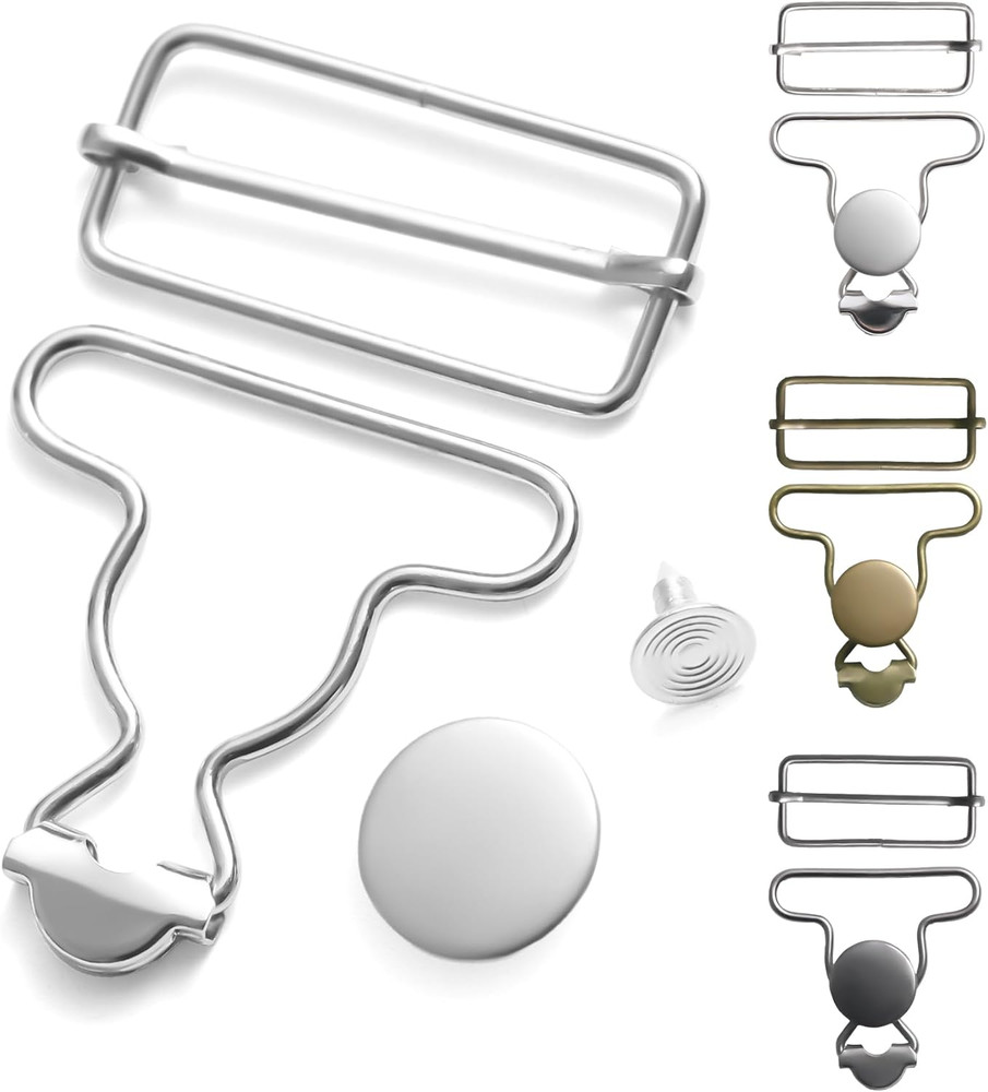 6 Sets Metal Overall Buckles Replacement Overall Clasp Replacement Suspender Cli
