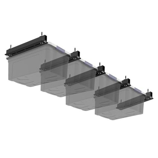 5 Pack Overhead Storage Bin Rack, Ceiling Racks for Utility Bins 4 Bins