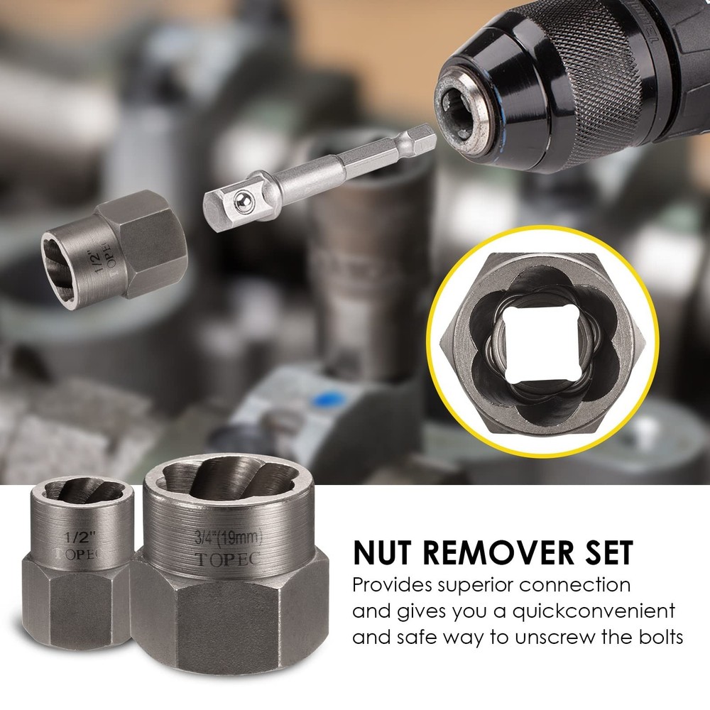 Topec Bolt Extractor Kit, 29 Piece Screw Extractor and Left Hand Drill Bit Se...