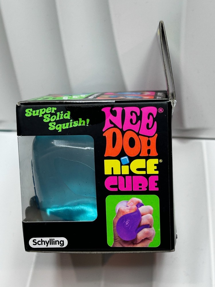 NeeDoh Nice Cube Super Solid Squish Fidget Toy Blue Schylling NIB