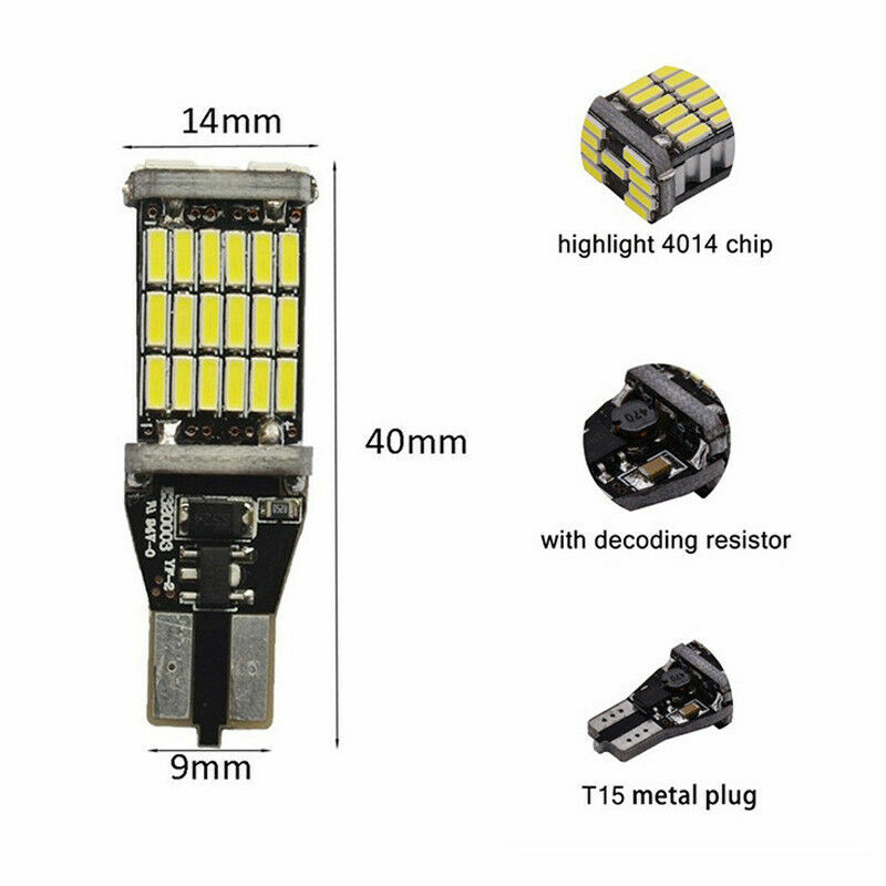 2PC LED Backup Reverse Light Bulbs Kit T15 921 6000K For Dodge Durango 2011-2020