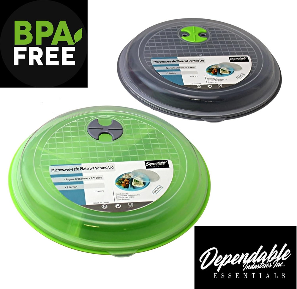 4-Pack Divided Microwave Plates with Vented Lids – Bpa-Free, Stackable Meal Prep