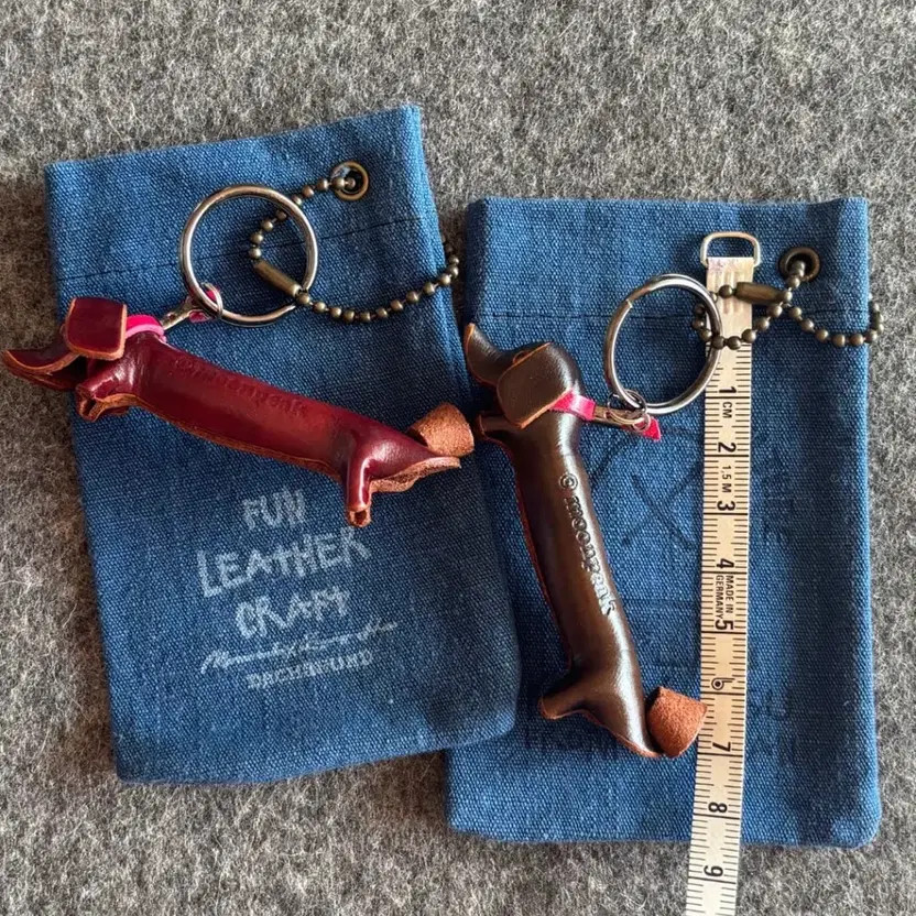 Leather Dachshund Keyring - Handmade Leather Accessory