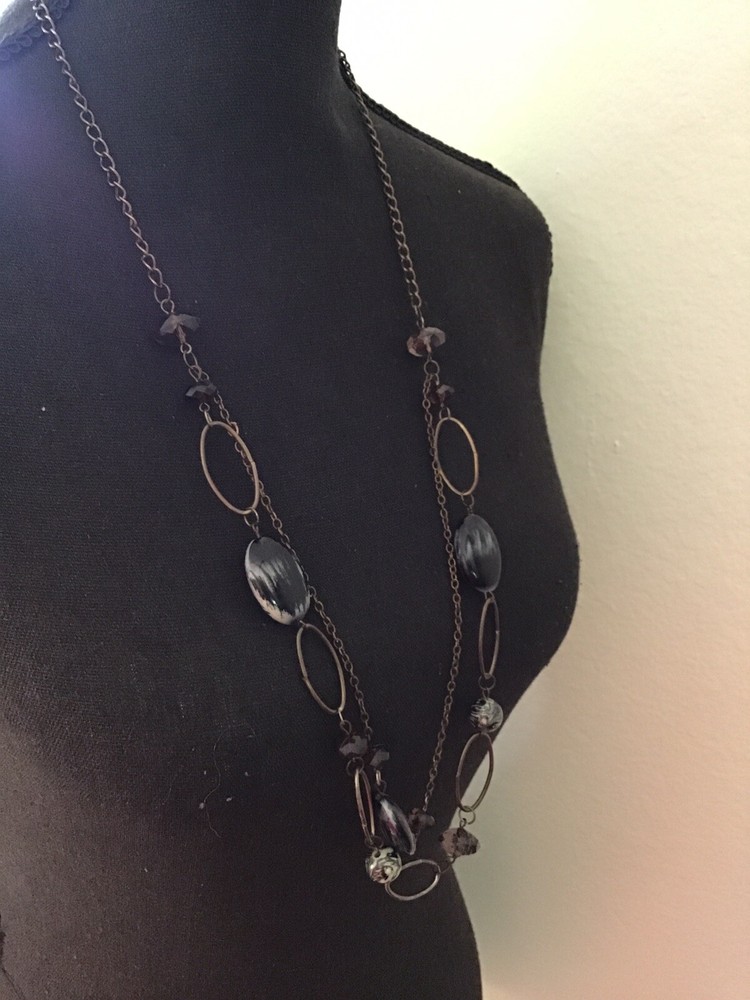 Multi-Strand Brown TONE Chain Multi Tone Bead Necklace