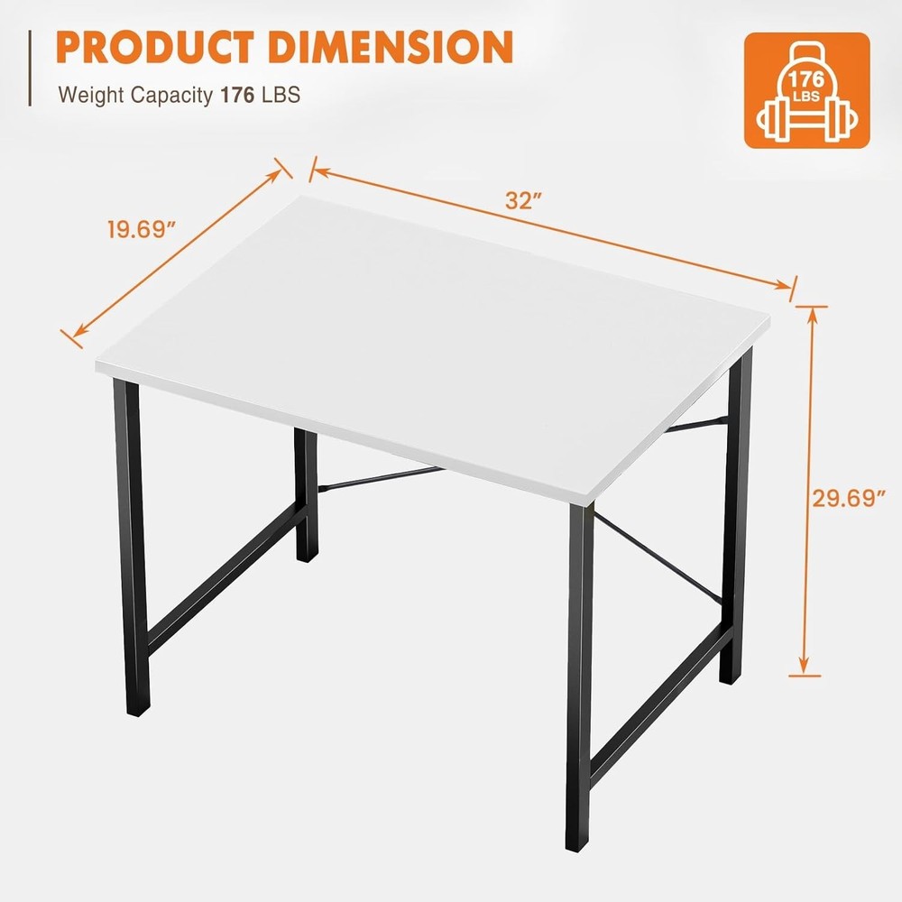32 in Small Computer Desk for Home Office Modern Study Work Table Simple Style..