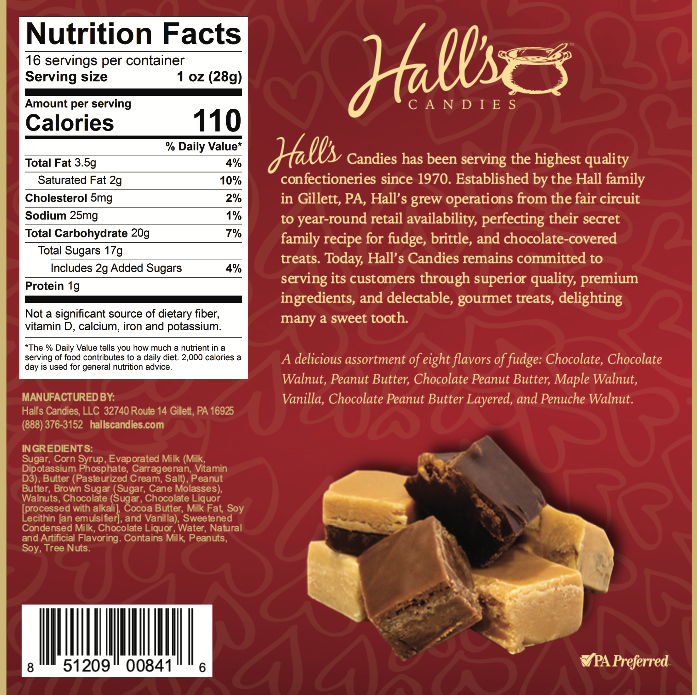 Hall's Valentine's Day Fudge, 1 Pound