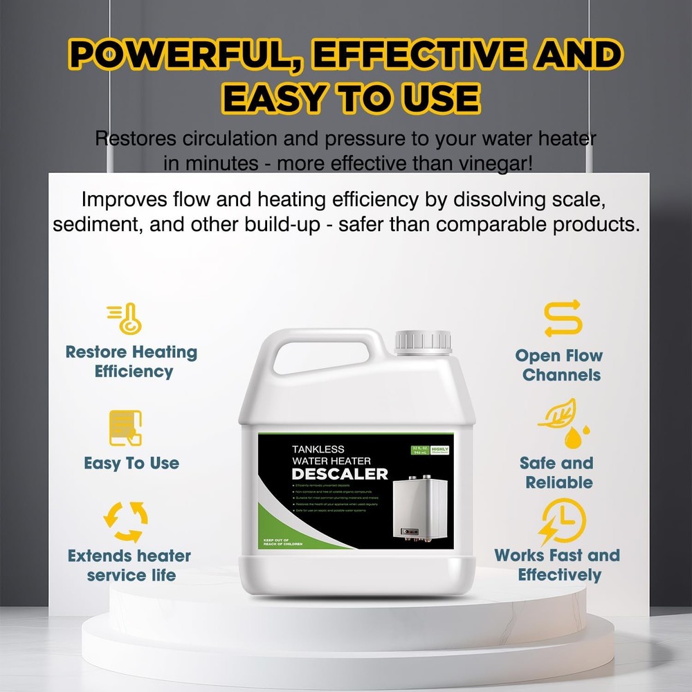 Tankless Water Heater Descaler - Quart (32 oz) Premium Descaler for Tankless Wat