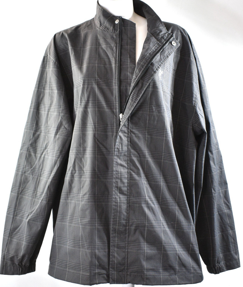 Ashworth Houndstooth Jacket Logo Collared Windbreaker Golf Coat Zip Front Men XL