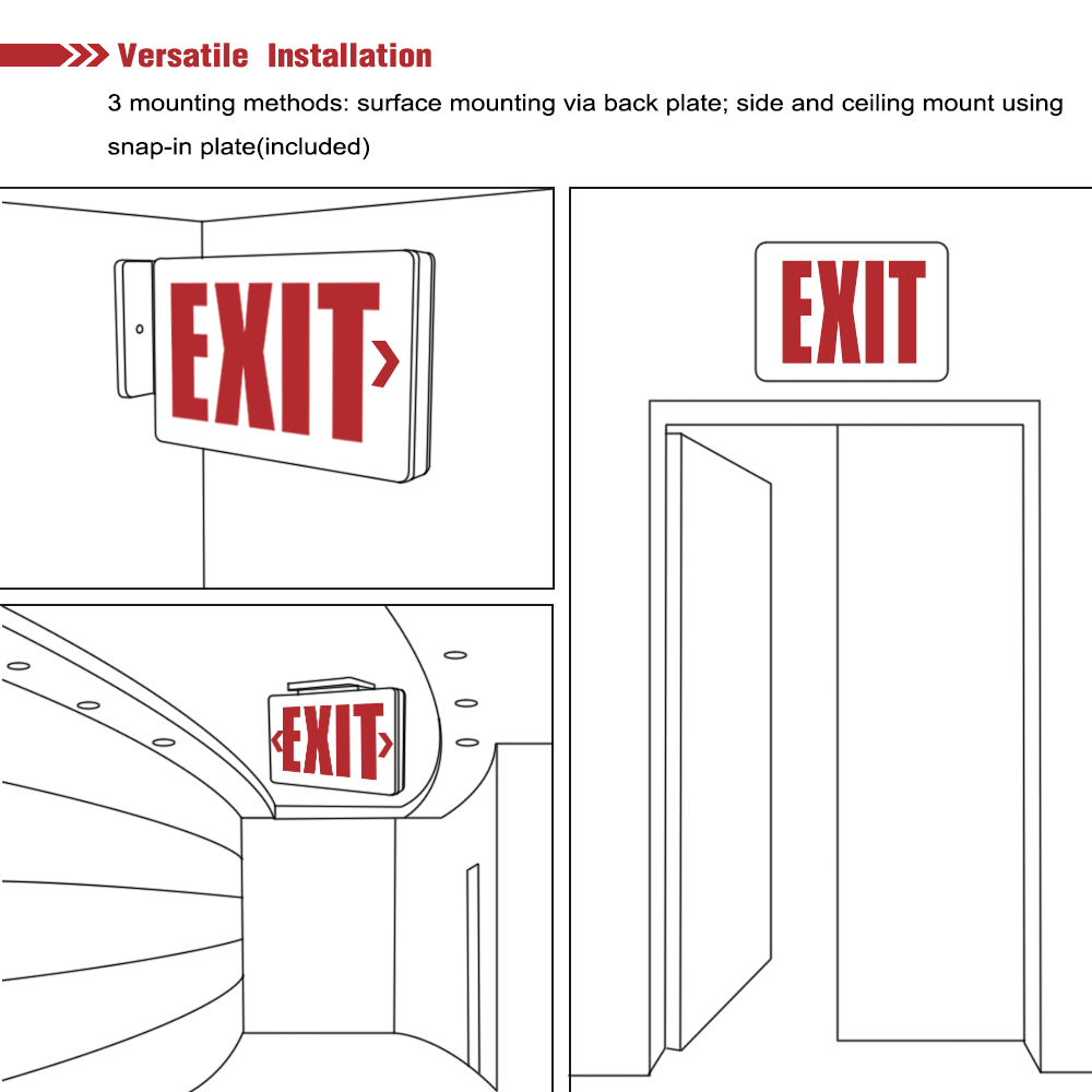 6-Pack Red LED Exit Sign, UL-Listed Emergency Light, AC 120V/277V